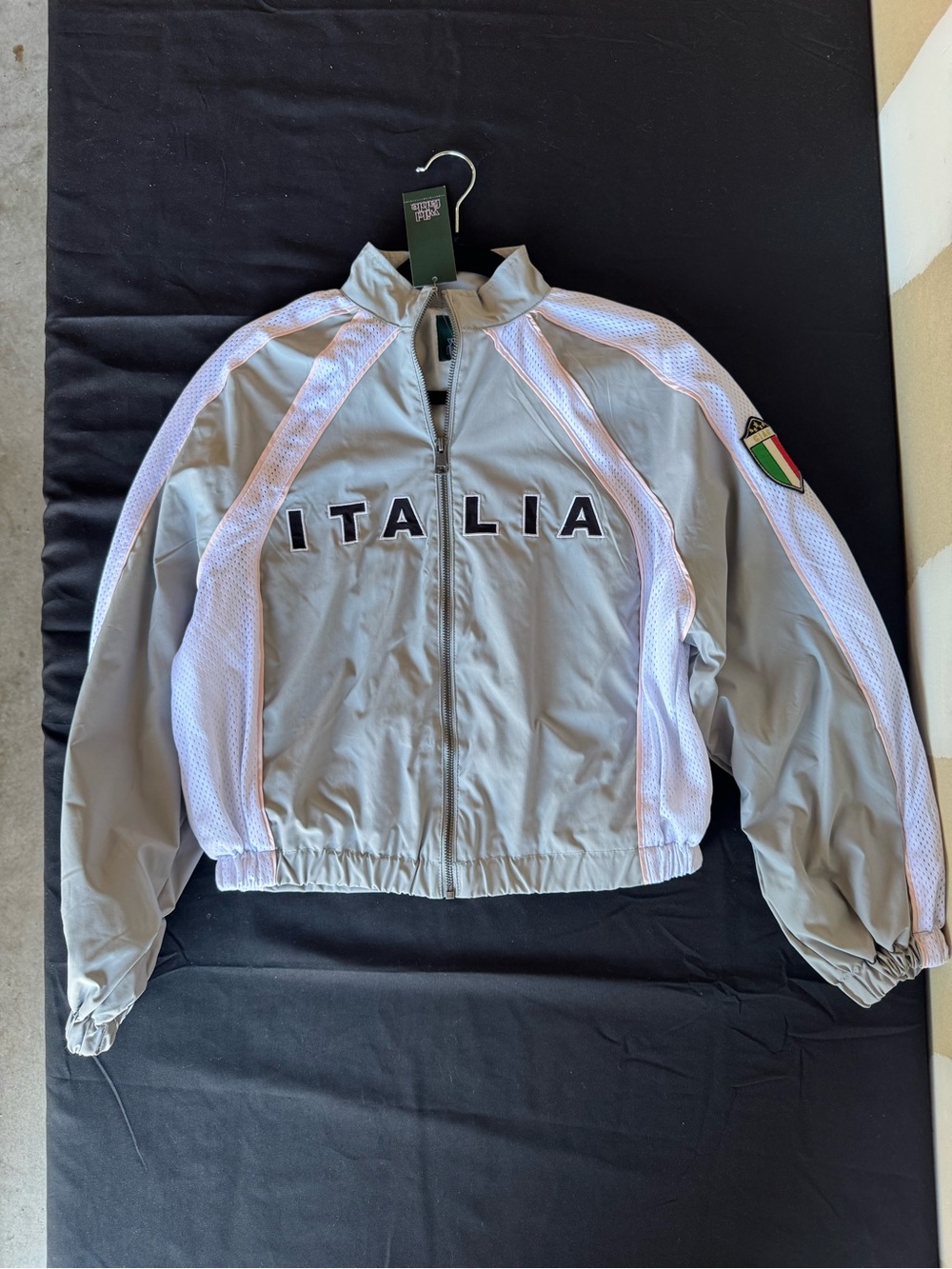 NWT Wild Fable Italia Track Jacket Mesh Trim Grey Pink Women's Size XXS